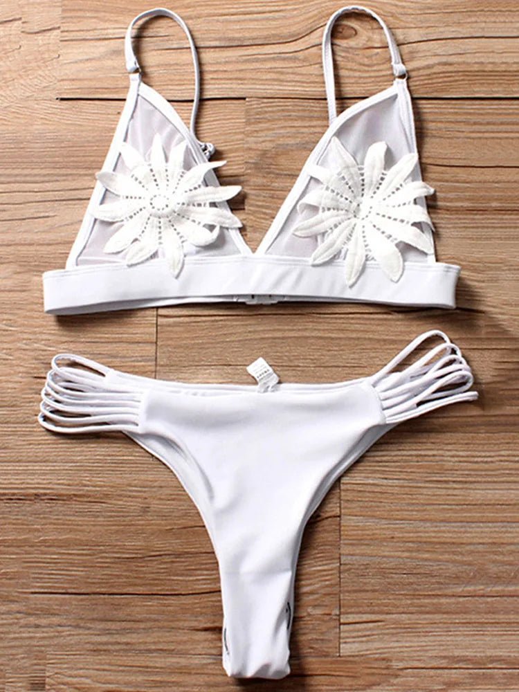 Bikini Set Women 3D Floral Two-Piece Swimsuit Bathing Suit Trendy Swim Bikini Set Women 3D Floral Two-Piece Swimsuit Bathing Suit Trendy Swim