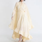 Modernicities Long Dresses For Women V Neck Cloak Sleeve High Waist Ruffles Irregular Hem Summer Dress