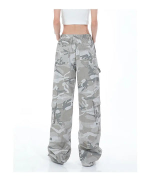 Women's Camouflage Cargo Pants Hip Hop Oversized Streetwear Spring Autumn Straight New Wide Leg High Street Fashion Casual Trousers