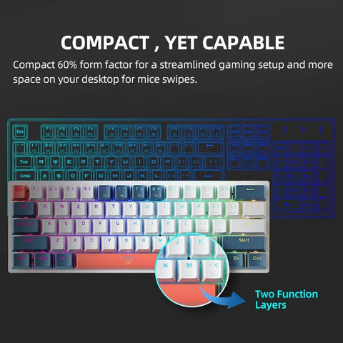 Mechanical Keyboard Mini 60% 61 Keys Hot-Swappable RGB Backlit Wired Gaming Keyboard Great Gift