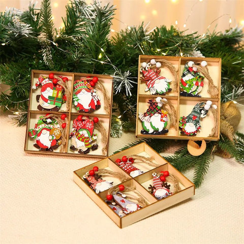 Christmas Wooden Gnome Ornaments Merry Xmas Tree Decoration Holiday Craft Supply Home Decor Gift