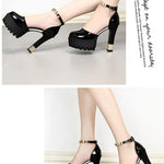 Stylish Women's Platform High Heels – Chunky Heel, Ankle Strap, Patent Leather Pumps