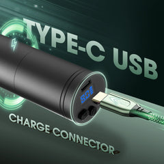 Type-C USB charge connector with digital display on a dark background