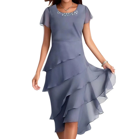 Chiffon Midi Dress blue