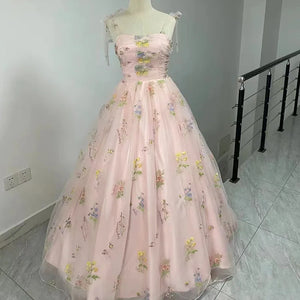 Elegant Floral Embroidered Ball Gown Formal Dress for Prom Wedding Guest