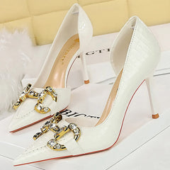 Pointed-Toe Stiletto Heels white