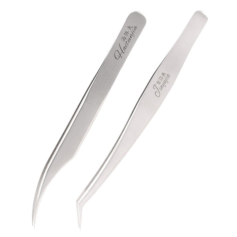 Eyelash Extension Tweezers Professional Stainless Steel Straight Curved Volume Precision Lash Tool