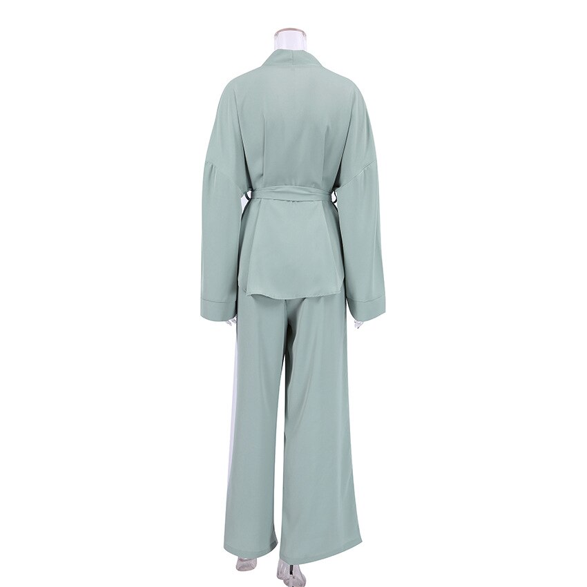 Elegant Long Sleeve Solid Color Sleepwear 2 Piece Set Women's Loose Pajama Lounge Set