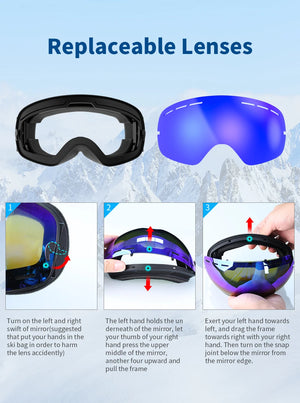 Ski Goggles Double Layer Anti-fog UV400 Snowboard Goggles Snowmobile Glasses Eyewear For Outdoor Sport Skiing