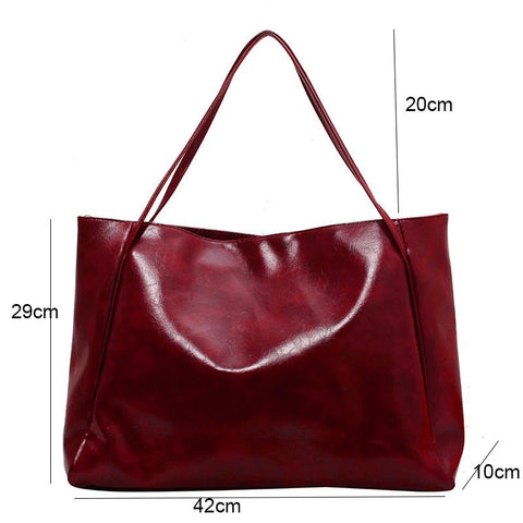 Tote Bag Women Soft PU Leather Large Capacity Underarm Retro Crossbody Shoulder Casual Portable Purse