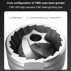 Manual Coffee Grinder Stainless Steel Professional Double Bearing Adjustable Hand Burr Coffee Bean Grinder