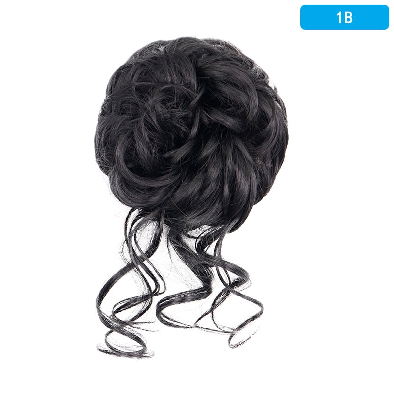 Messy Curly Hair Piece Synthetic Scrunchie Extension Hair Bun Chignon With Tassels Ponytail Hair Extensions