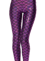 Women's Mermaid Leggings Fish Scale Print Push Up Stretch Shiny Leggings Streetwear Pants