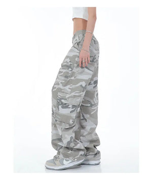 Women's Camouflage Cargo Pants Hip Hop Oversized Streetwear Spring Autumn Straight New Wide Leg High Street Fashion Casual Trousers