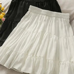 Sexy High Waist Slim Pleated A-Line Mini Skirt New Fashion Casual Short Black / White Skirt