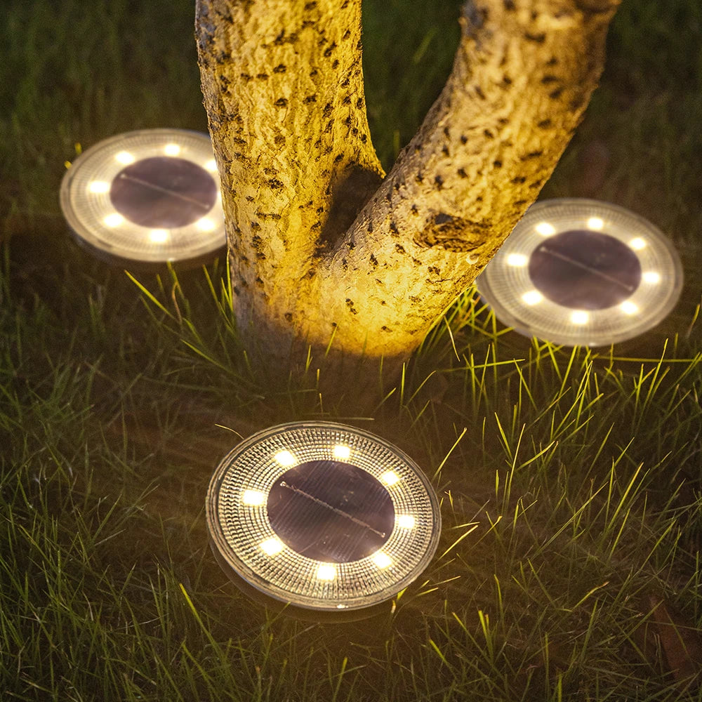 Waterproof LED Outdoor Solar Power Ground Light Lighting-Control Path Deck Lights Yard Driveway Lawn Garden Decoration Lamps