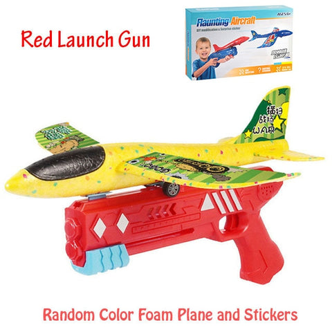 Foam Airplane Toy Kids 10M Catapult Launcher Outdoor Game Bubble Model Shooting Roundabout Gift