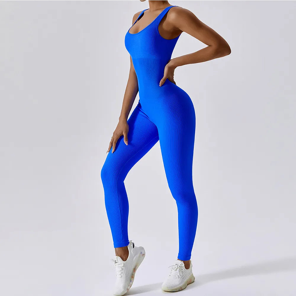 Seamless One-Piece Yoga Suit Dance Belly Tightening Fitness Workout Set Stretchy Bodysuit Gym Clothes Push Up Sportswear