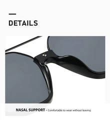 UV400 Square Half Frame Sunglasses Unisex Double Beam Metal Fashion Versatile Shades Summer
