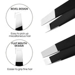 Stainless Steel Eyebrow Tweezers with Slant and Flat Point Beauty Tools for Eyebrows & Ingrown Hair Removal