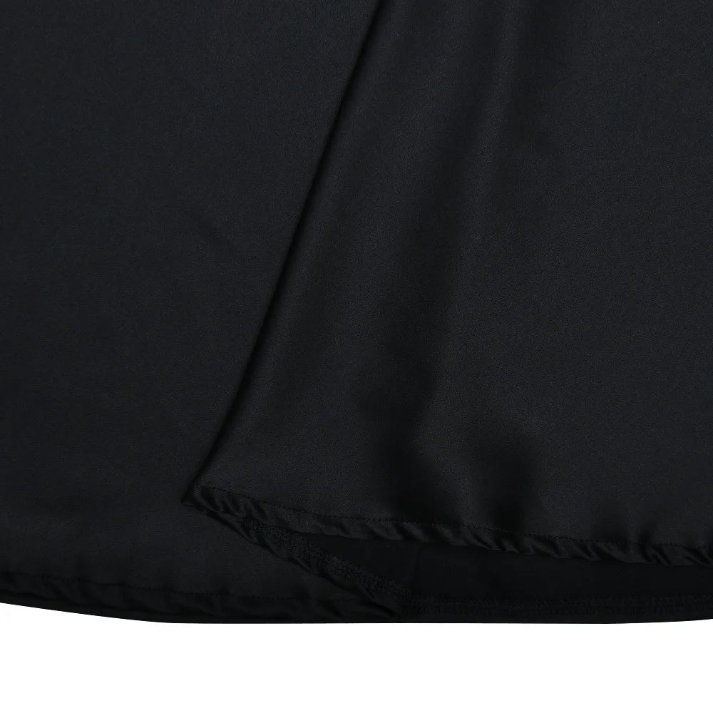 Elegant High-Neck Sleeveless Evening Gown with Draped Satin Skirt