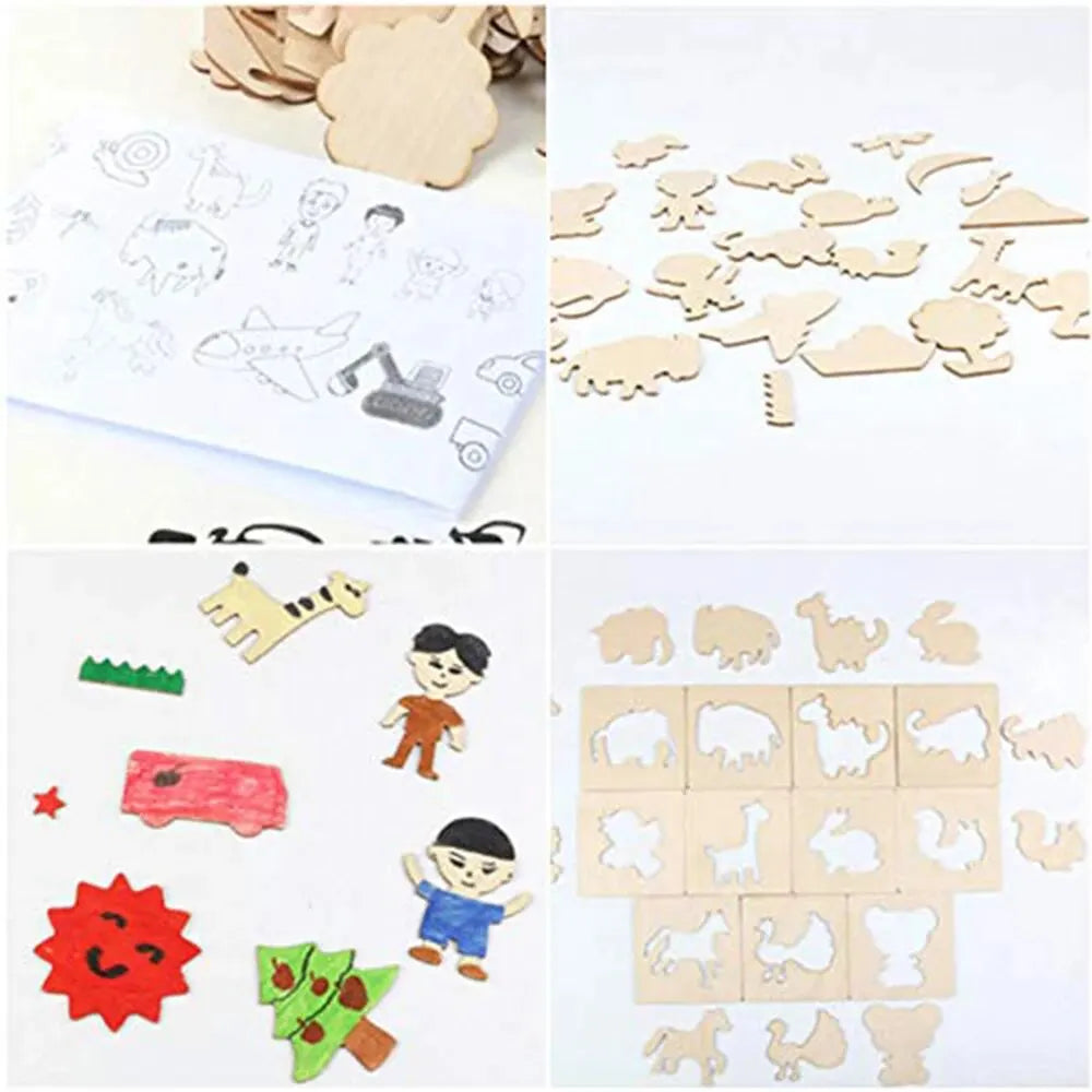 Montessori Drawing Toys Wooden DIY Kids Toys Painting Template Stencils Learning Educational Toys for Children Great Gift Idea 20pcs