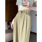 High Waist Double Buttons Wide Leg Pants Various Colors