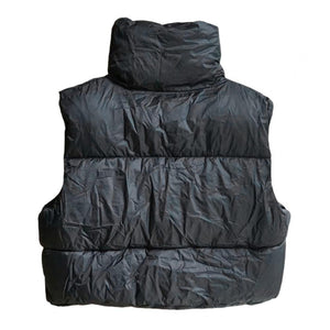 Ultra-Insulated Padded Puffer Vest with High Neck and Adjustable Hem Crop Top Vest