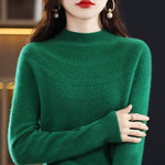 Women's Knitted O-Neck Cashmere Sweater 100% Pure Wool Pullover