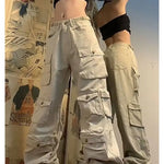 Multi-Pocket Wide Leg Loose Casual Cargo Pants Streetwear for Women Y2k Baggy Pants Vintage Trousers