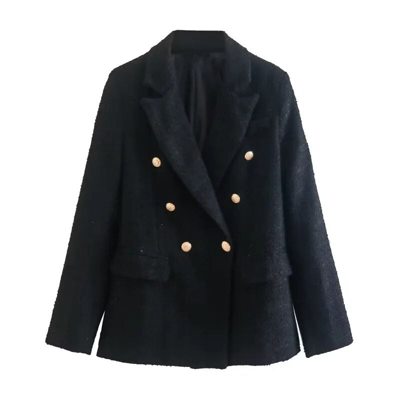 Double Breasted Button Up Casual Coat Women's Blazer