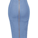 Women's Sexy Bandage Skirt Zipper Detail 16 Color Bodycon Pencil Stretch Midi Skirt