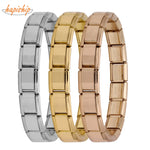 Italian Elastic Charm Bracelet 9mm Width Fashion Stainless Steel Bangle Women's Jewelry