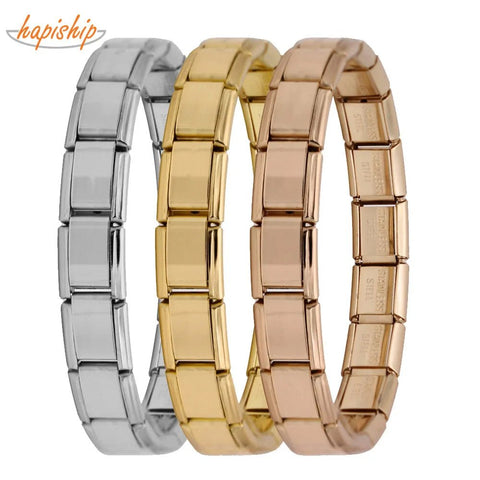 Charm Bracelet Women Italian Elastic 9mm Stainless Steel Bangle Fashion Jewelry Gift Accessory
