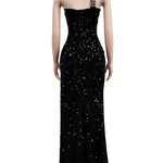 Luxury Evening Party Long Dress Sparkly Crystals Sequin Mermaid Maxi Dresses with Split