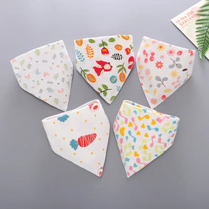 5Pcs/Set Baby Bibs Triangle Double Cotton Bandana Bibs Baby Boys Girls Feeding Smock Infant Burp Cloth Baby Saliva Towel