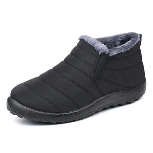 Women's Short Winter Ankle Fur-Lined Shoes Casual Slip On Sneaker Shoes