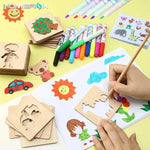 Montessori Drawing Toys Wooden DIY Kids Toys Painting Template Stencils Learning Educational Toys for Children Great Gift Idea 20pcs