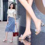 New Fashion PVC Jelly Sandals for Women Crystal-Adorned Peep Toe High Heel Shoes Crystal Transparent Heel Sandals Slippers