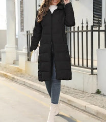 Women's Mid-Length Hooded Puffer Coat – Stylish Winter Warmth Plus Sizes