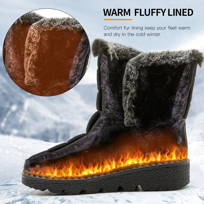 Waterproof Winter Boots for Women Faux Fur Plush Snow Boots Ankle Platform Boots Warm Fur Lining Winter Boots