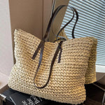 Luxury Design Straw Woven Tote Bag Casual Large Capacity Handbags Designer Fashion Women's Shoulder Bag