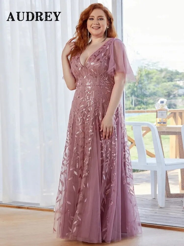 Plus Size Evening Dress Sexy Elegant Backless Long Ladies Gown Wedding Guest Bridesmaid Prom Dress