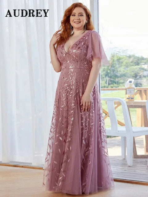 Plus Size Evening Maxi Dress Women Elegant Backless Long Gown Wedding Guest Bridesmaid Prom Fashion