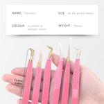 Professional Eyelash Extension Tweezers Stainless Steel Straight Curved Volume Round Lash High Precision Tweezers for Eyelash Extensions