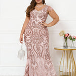 Elegant V Neck Evening Maxi Party Dress Women's Long Chic Beaded Design Prom Dress
