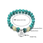 Luminous Glow In The Dark Bracelet Lotus Charm Flower Shaped Charm Bracelet for Women Natural Turquoise Stones Ladies Yoga Prayer Jewelry