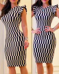 Women's Elegant Sleeveless Dresses Round Neck Bodycon Mini Dress