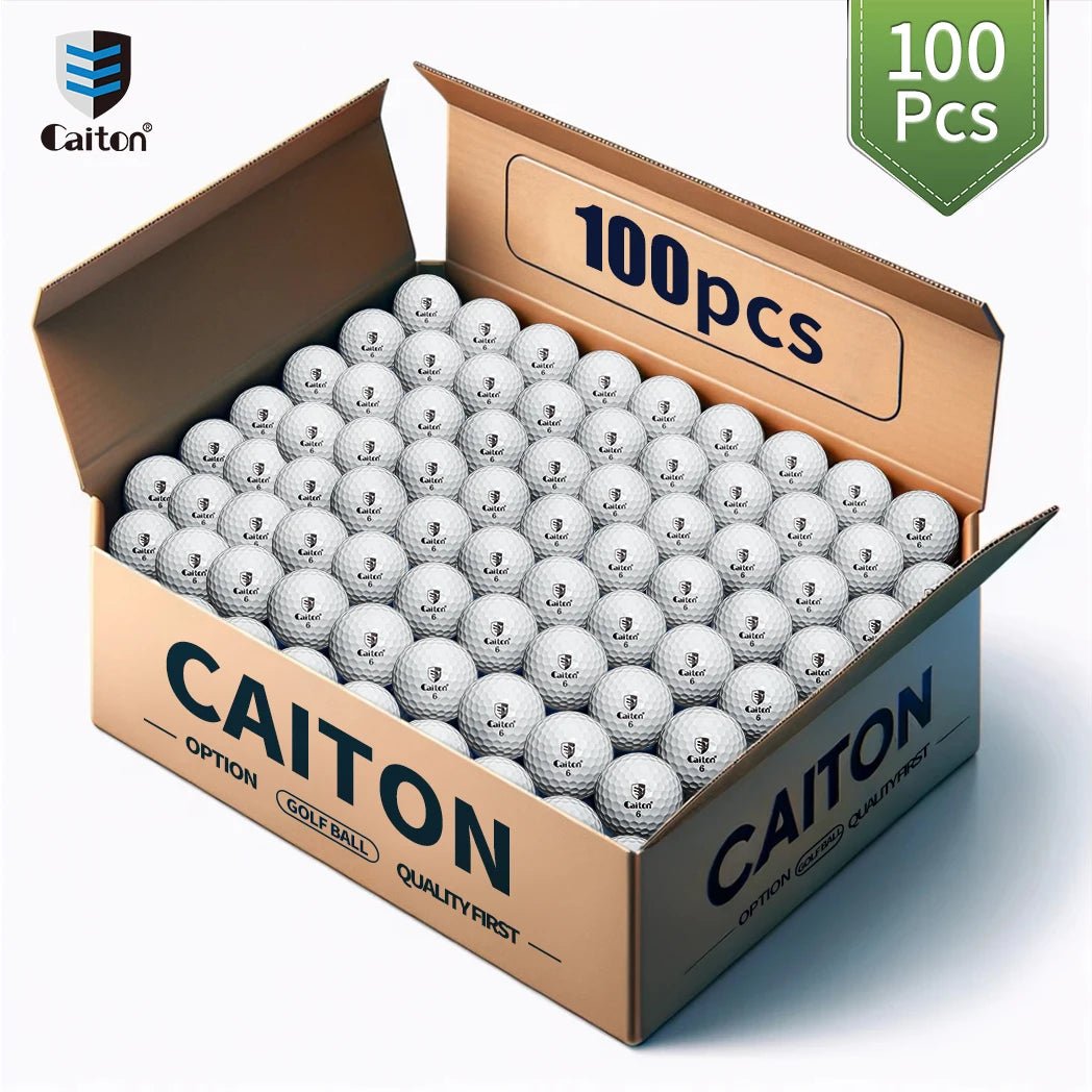 Box of Caiton golf balls with 100 pieces visible