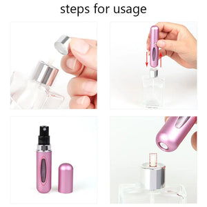 Mini Perfume Refillable Spray Bottle 5ml Portable Refillable Spray Capsule Scent Pump Empty Cosmetic Container Atomizer for Travel